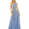Beaded Embellished One Shoulder A Line Gown