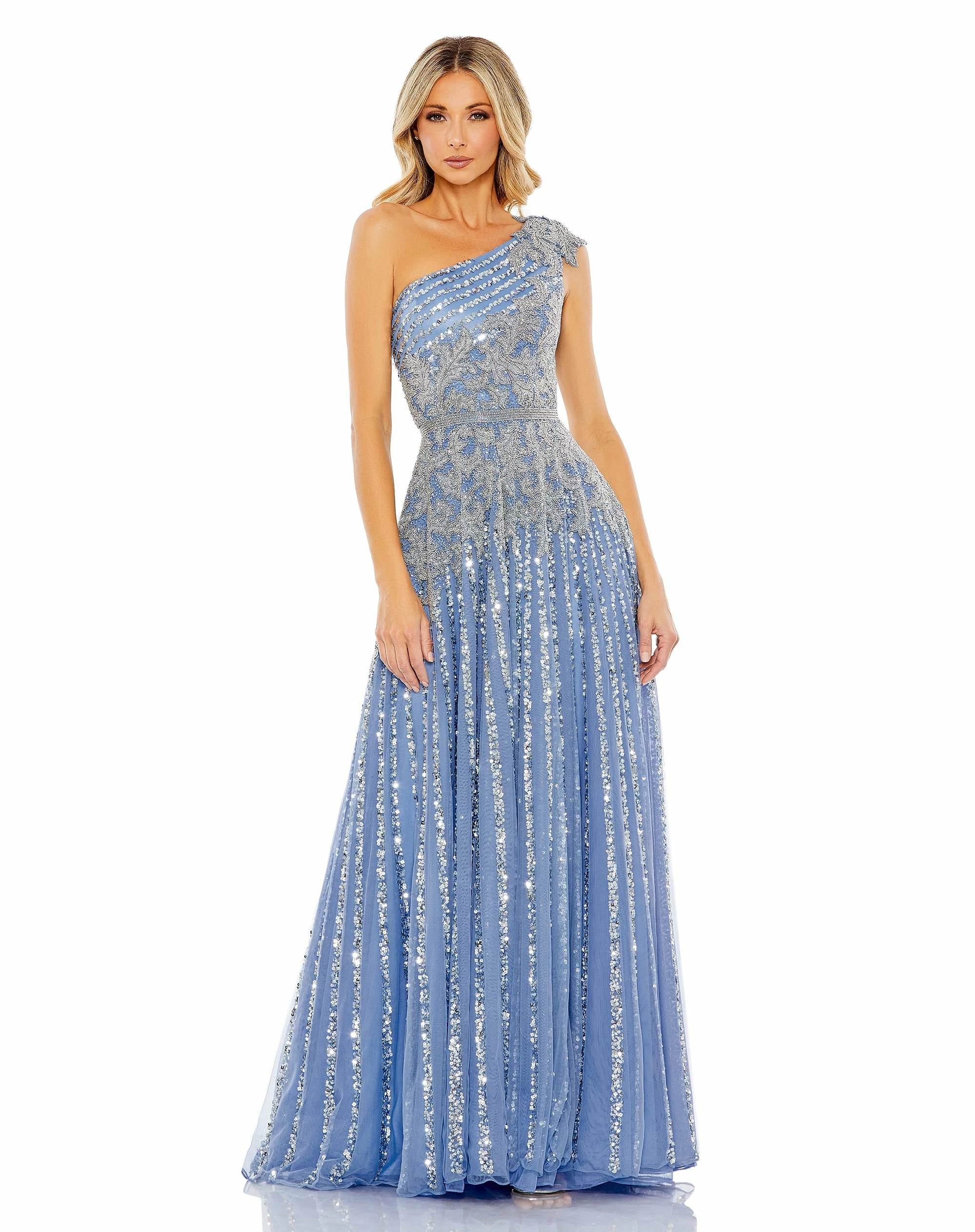 Beaded Embellished One Shoulder A Line Gown 3 Beaded Embellished One Shoulder A Line Gown