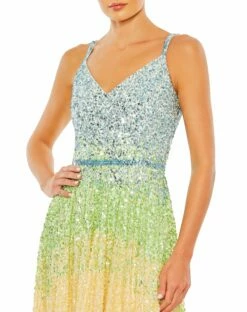 Sequined Rainbow Sleeveless High Low Gown -Women's Skirt 5691 MUL 3 WS