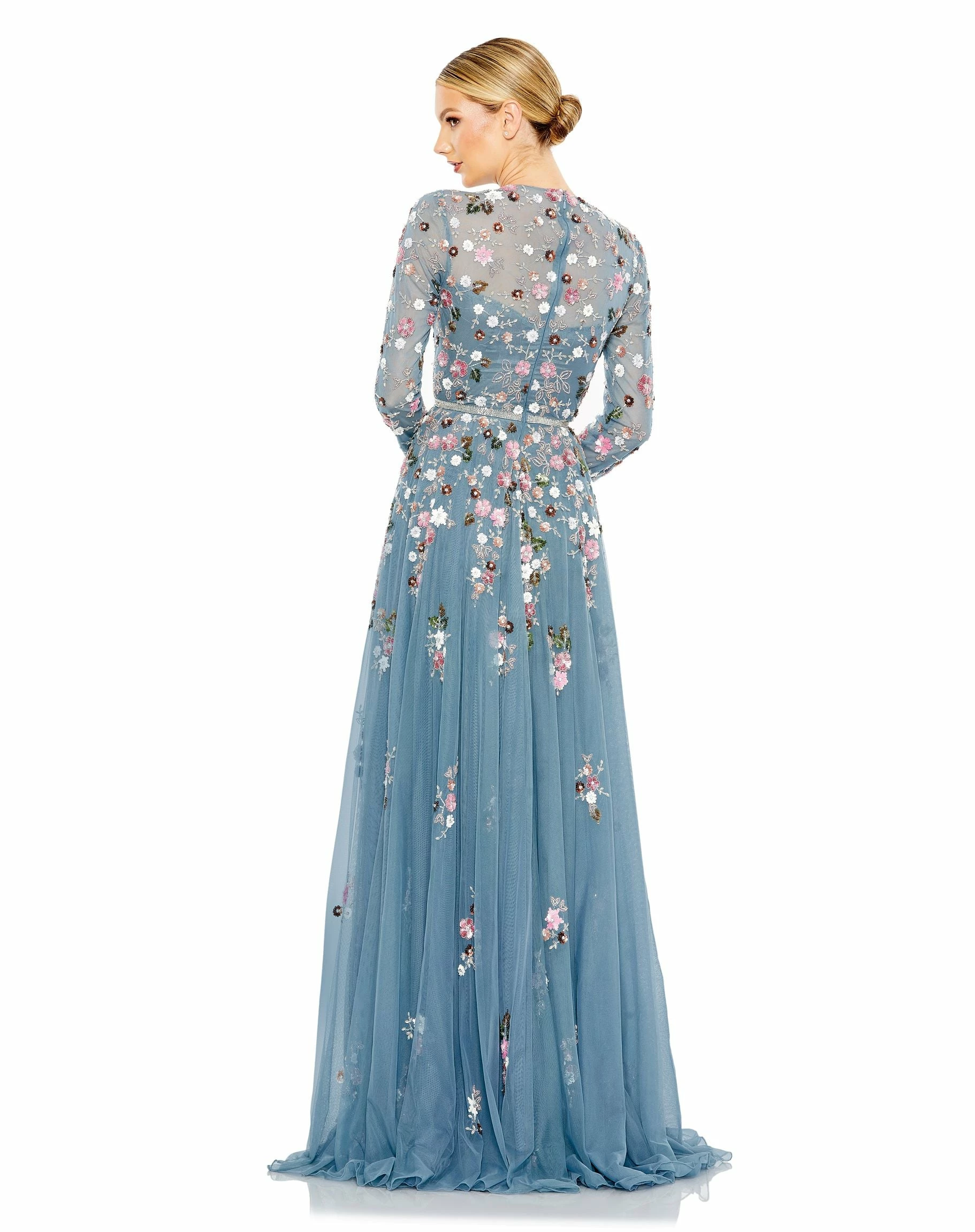 Sequined Floral Long Sleeve High Neck Gown 4 Sequined Floral Long Sleeve High Neck Gown - Image 2
