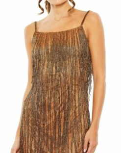 Scoop Neck Embellished Beaded Fringe Dress -Women's Skirt 5935 Copper CL