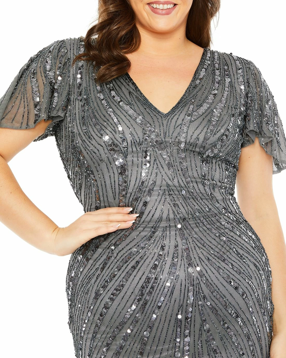 Flutter Sleeeve Embellished Gown 5 Flutter Sleeeve Embellished Gown - Image 3