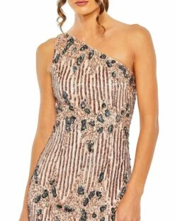 One Shoulder Embellished Gown -Women's Skirt 5976 Apricot CL