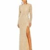 Beaded High Neck Long Sleeve Gown -Women's Skirt 6089 NUS Default 1 WS