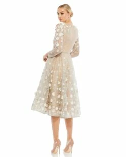 Floral Embellished Lace A-Line Cocktail Dress 12 Floral Embellished Lace A-Line Cocktail Dress -Women's Skirt 67387 BIB 2 WS