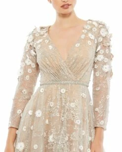 Floral Embellished Lace A-Line Cocktail Dress 13 Floral Embellished Lace A-Line Cocktail Dress -Women's Skirt 67387 BIB 3 WS