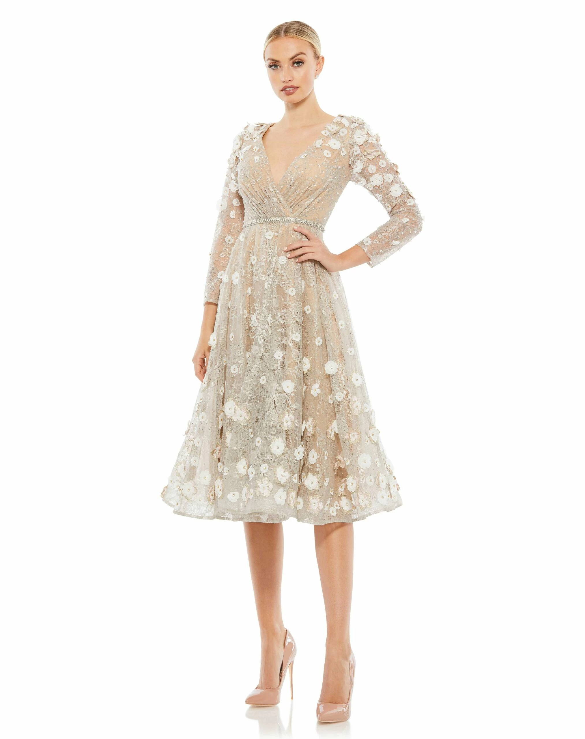 Floral Embellished Lace A-Line Cocktail Dress 6 Floral Embellished Lace A-Line Cocktail Dress - Image 4