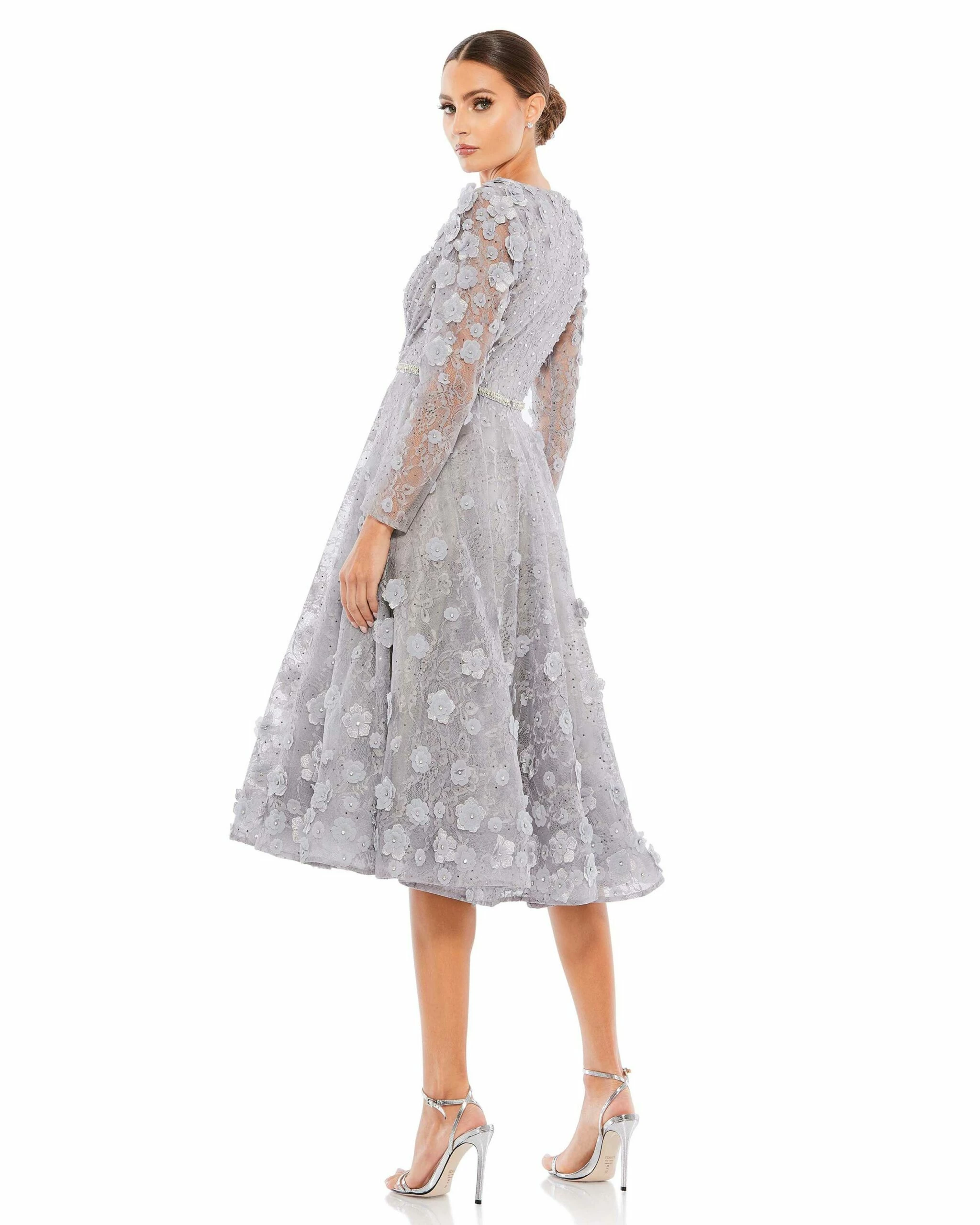 Floral Embellished Lace A-Line Cocktail Dress 4 Floral Embellished Lace A-Line Cocktail Dress - Image 2