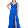 Beaded Cap Sleeve Faux Wrap Gown (Plus) -Women's Skirt 67723 Cobalt AB