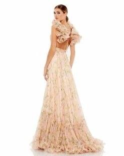 Ruffle Tiered Floral Cut-Out Chiffon Gown 13 Ruffle Tiered Floral Cut-Out Chiffon Gown -Women's Skirt 67803 PIM 2 WS