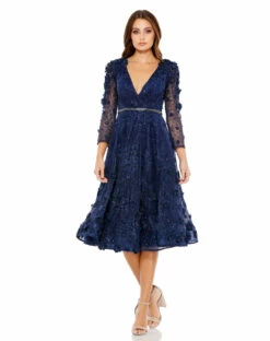 Floral Appliqué Fit And Flare Dress