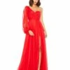Flowy One Sleeve Chiffon Gown 1 Flowy One Sleeve Chiffon Gown -Women's Skirt 67810 RED Default 1 WS