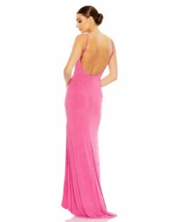 Rhinestone Embellished V-Neck Gown 11 Rhinestone Embellished V-Neck Gown -Women's Skirt 67812 CandyPink BK