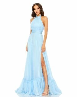 High Neck Tiered Chiffon Halter Gown -Women's Skirt 67816 SBL Default 1 WS