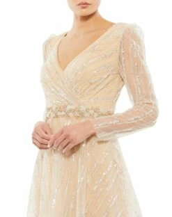 Long Sleeve Gown With Silver Sequin 7 Long Sleeve Gown With Silver Sequin -Women's Skirt 67859 CHM 3 WS