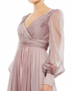 Faux Wrap Long Sleeve Tiered Gown -Women's Skirt 67864 MOC 3 WS