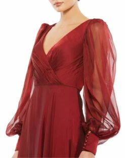 Sheer Blouson Sleeve Surplice Gown -Women's Skirt 67873 GRN 3 WS