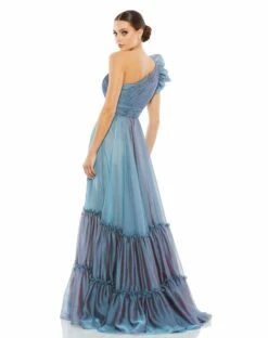Organza One-Shoulder Pleated Gown -Women's Skirt 67878 FSB 2 WS