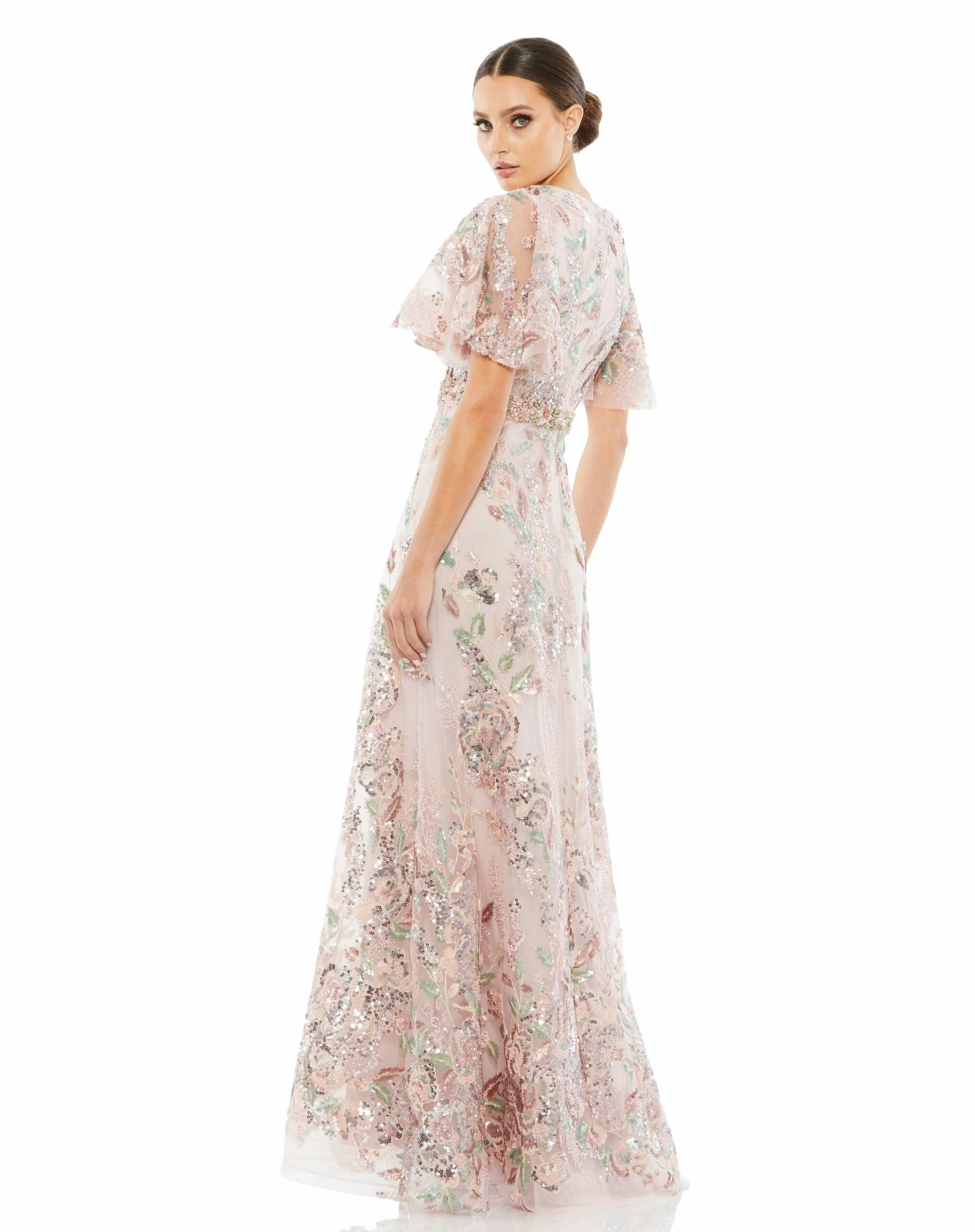 Floral Embellished Short Sleeve Gown 4 Floral Embellished Short Sleeve Gown - Image 2