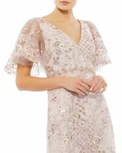 Embellished Illusion Butterfly Sleeve Cocktail Dress -Women's Skirt 67909 RSP 3 WS