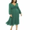Chiffon Bishop Sleeve Dress Surplice Dress (Plus) -Women's Skirt 67914 1 ws