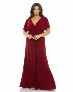 Twist Waist Jersey Gown (Plus)