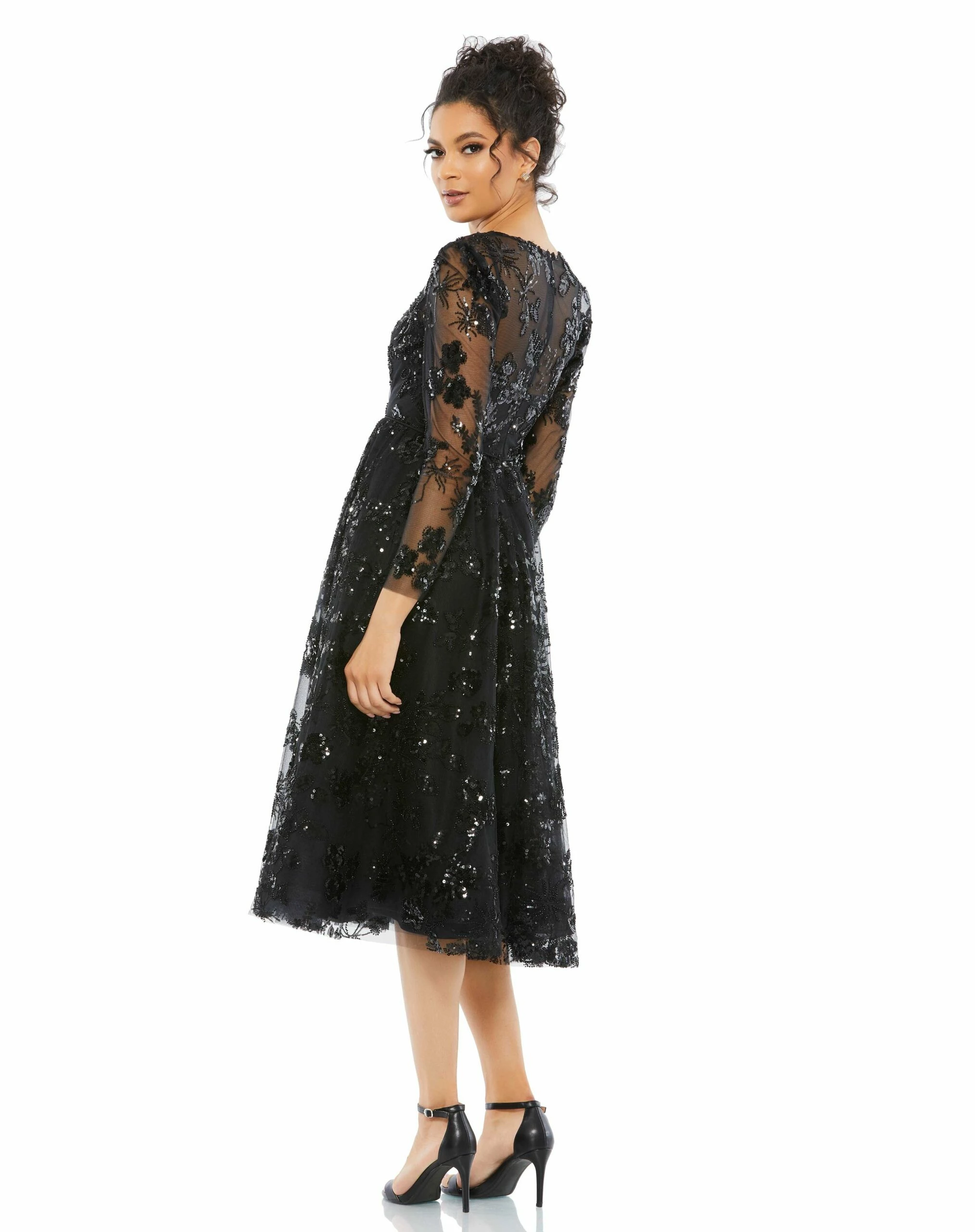 Embellished Illusion Long Sleeve Midi Dress 4 Embellished Illusion Long Sleeve Midi Dress - Image 2