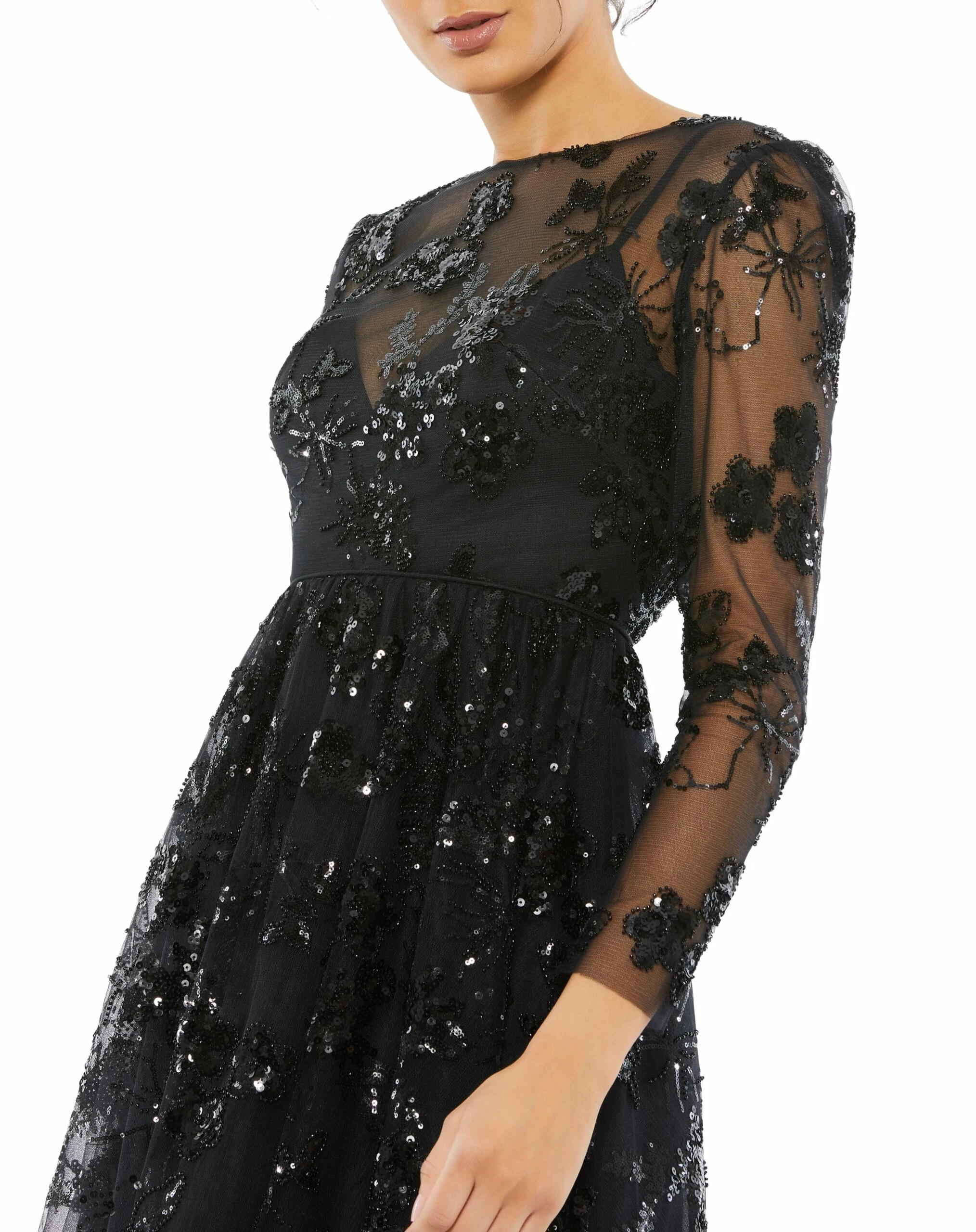 Embellished Illusion Long Sleeve Midi Dress 5 Embellished Illusion Long Sleeve Midi Dress - Image 3