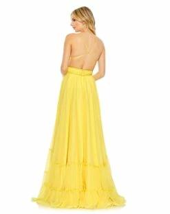 Solid Tiered Ruffle Strapless Dress -Women's Skirt 67967 Buttercup BK