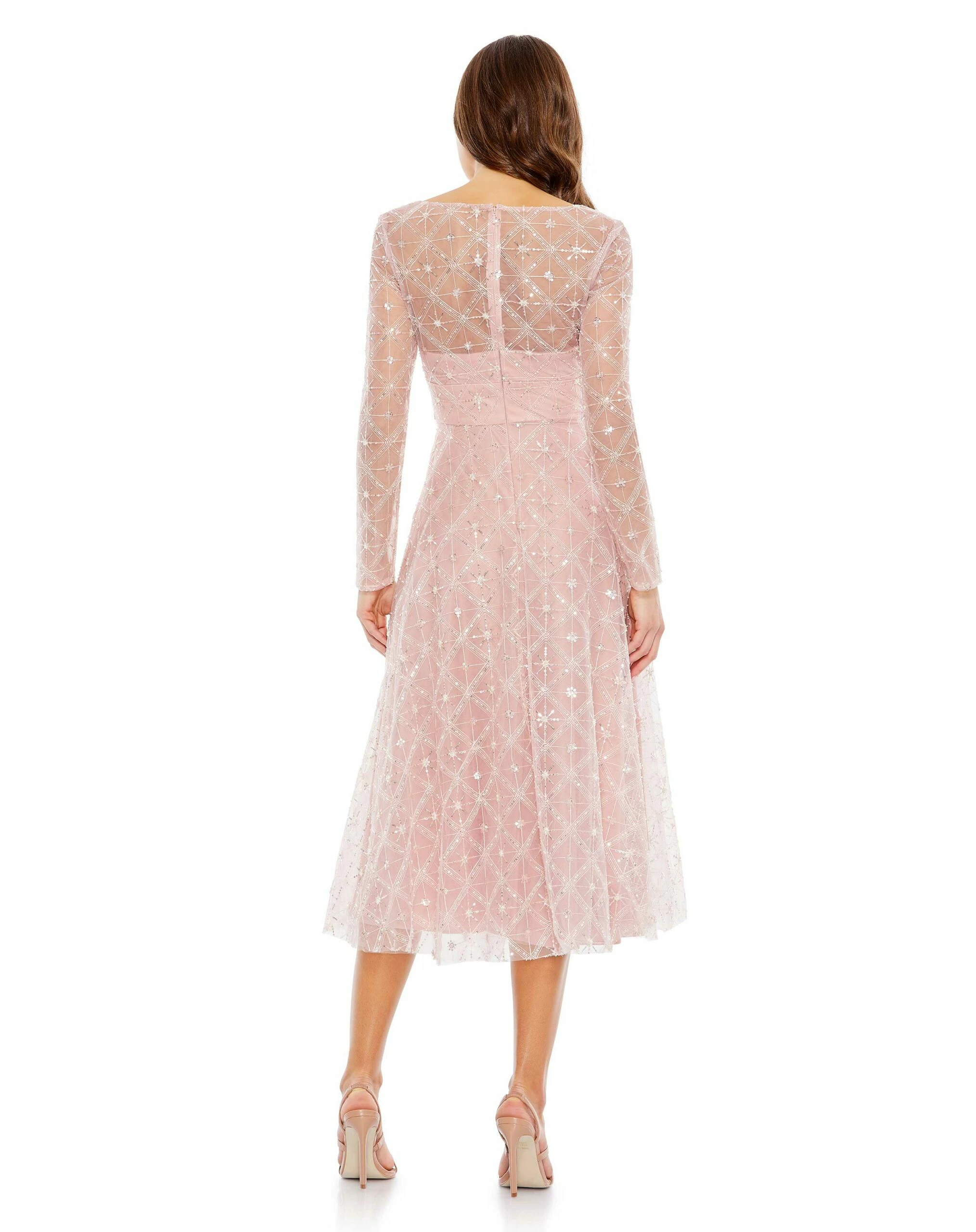 Embellished Illusion Long Sleeve Dress 4 Embellished Illusion Long Sleeve Dress - Image 2