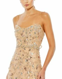 Embellished Sleeveless Lace Up Gown -Women's Skirt 68049 Nude CL