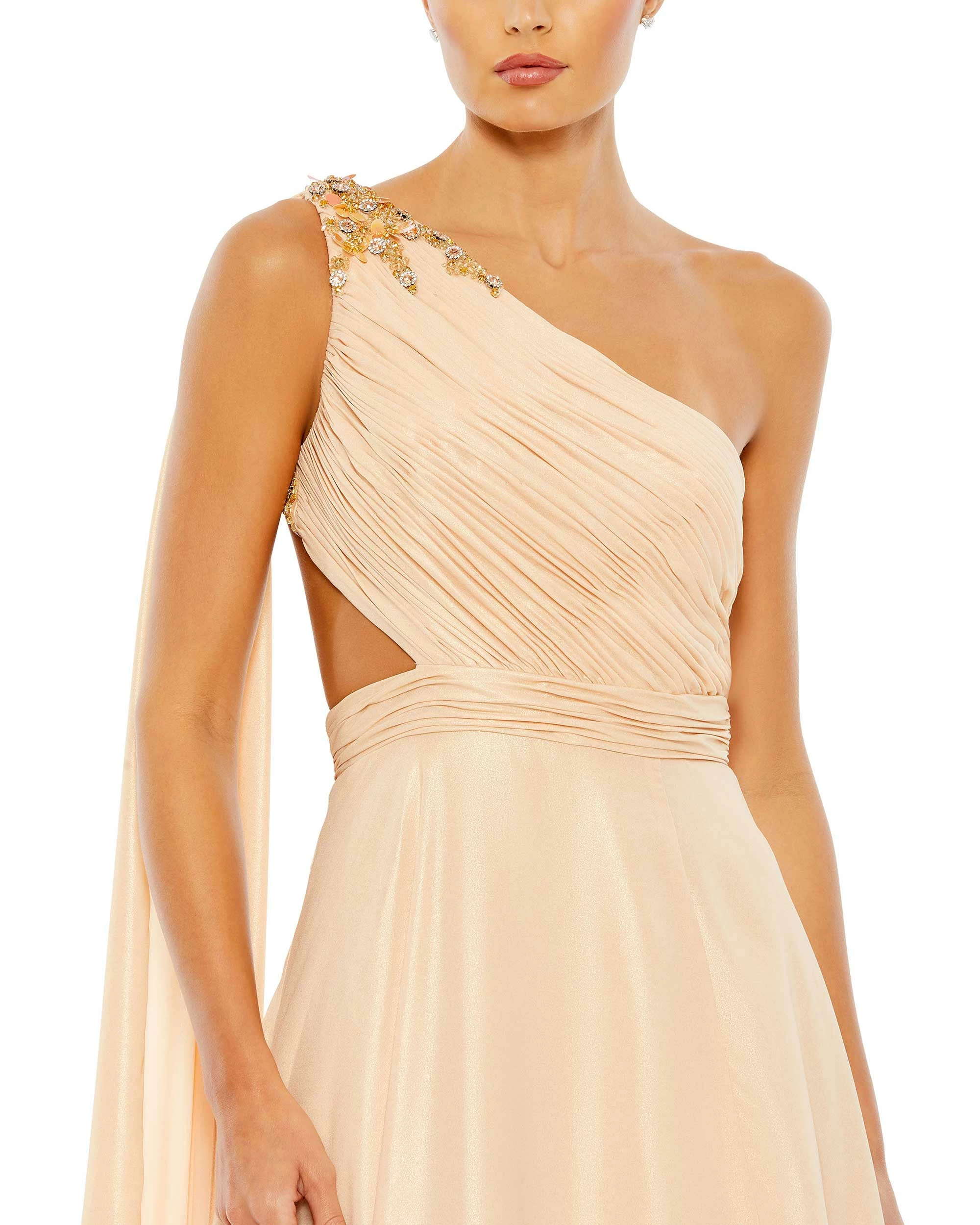 Float One Shoulder Open Back Flowy Gown 5 Float One Shoulder Open Back Flowy Gown - Image 3