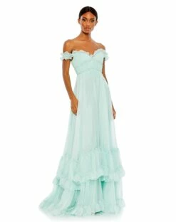 Ruffle Tiered Babydoll Flowy Gown -Women's Skirt 68086 Mint AB