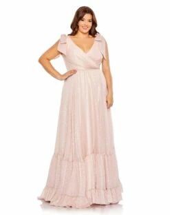 Iridescent Polka Dot Soft Tie Sleeveless Gown (Plus) 15 Iridescent Polka Dot Soft Tie Sleeveless Gown (Plus) -Women's Skirt 68120 Blush AB
