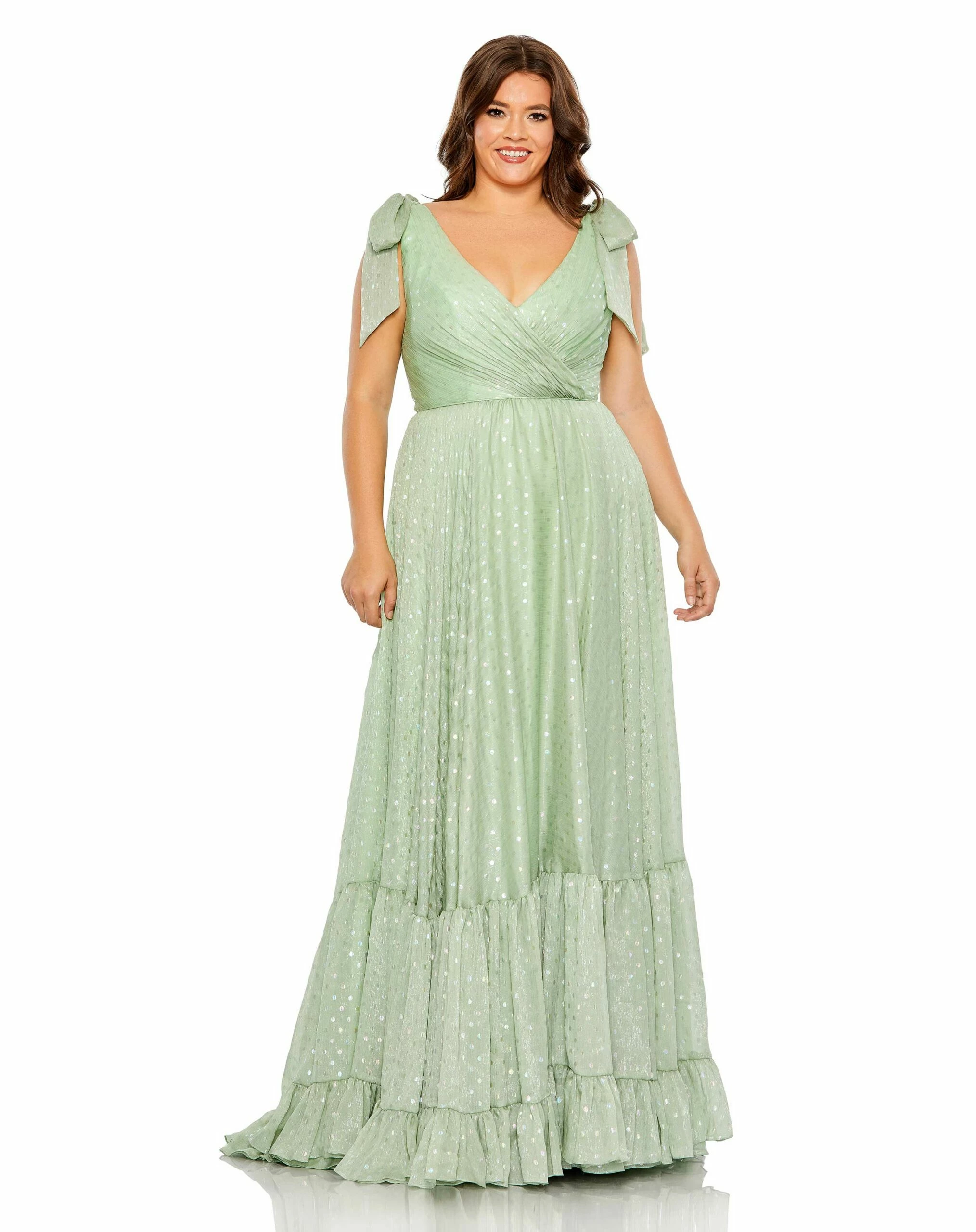 Iridescent Polka Dot Soft Tie Sleeveless Gown (Plus) 3 Iridescent Polka Dot Soft Tie Sleeveless Gown (Plus)