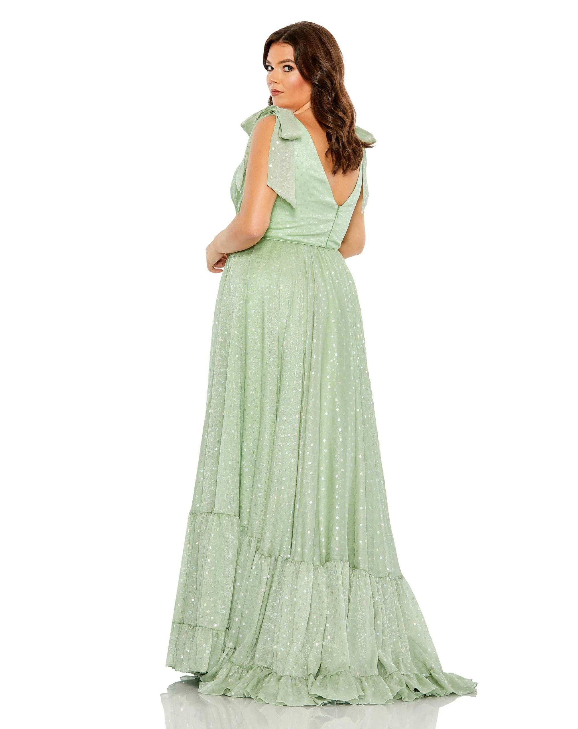 Iridescent Polka Dot Soft Tie Sleeveless Gown (Plus) 4 Iridescent Polka Dot Soft Tie Sleeveless Gown (Plus) - Image 2