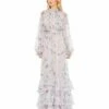 Floral Print Ruched Raglan Sleeve Tiered Gown -Women's Skirt 68199 LML Default 1 WS