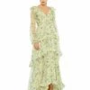 Floral Chiffon Tiered Ruffle Puff Sleeve Gown -Women's Skirt 68220 KEY Default 1 WS