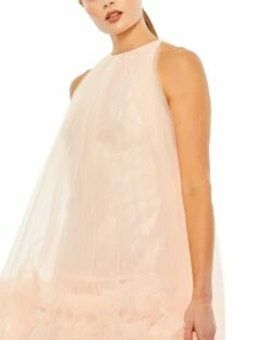 Tulle High Neck Sleeveless Ruffled Hem Hi-Lo Gown 10 Tulle High Neck Sleeveless Ruffled Hem Hi-Lo Gown -Women's Skirt 68252 BSH 3 WS