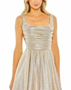 Metallic Pleated Bodice Ballgown -Women's Skirt 68349 Oyster CL