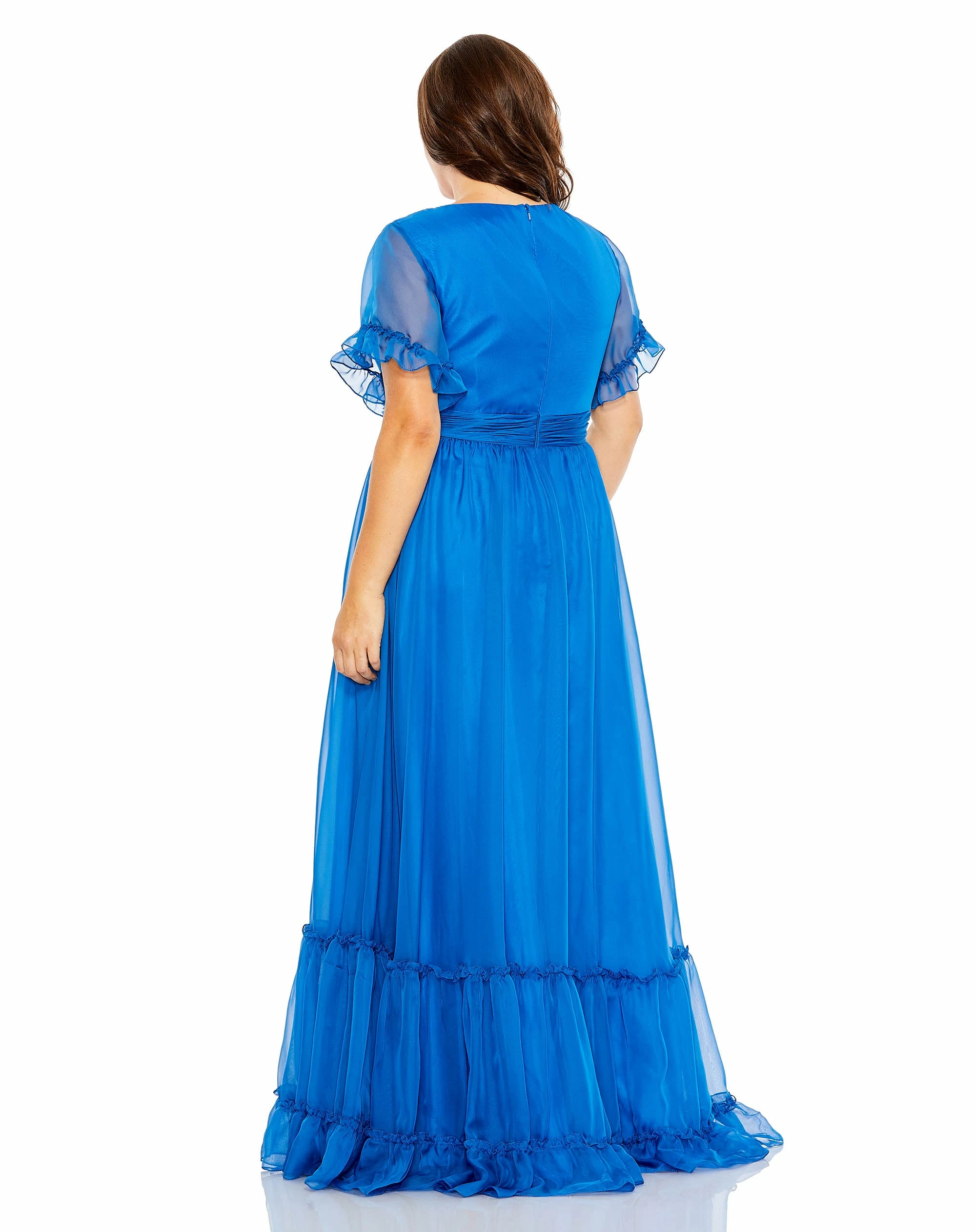Chiffon Faux Wrap Flutter Sleeve Tiered Gown (Plus) 4 Chiffon Faux Wrap Flutter Sleeve Tiered Gown (Plus) - Image 2