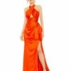 Halter Neck Ruffle Side Slit Gown -Women's Skirt 68444 ORA Default 1 WS