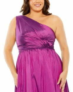 One Shoulder Asymmetrical Ruffle Hem Gown -Women's Skirt 68527 Ultraviolet CL
