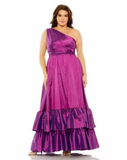One Shoulder Asymmetrical Ruffle Hem Gown -Women's Skirt 68527 UTV Default 1 WS