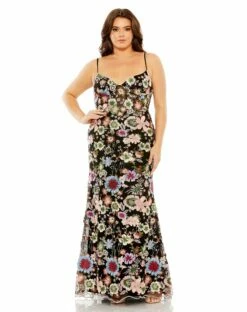 Floral Embroidered Corset Mesh Gown -Women's Skirt 68531 BMU Default 1 WS