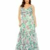 Floral Printed Tiered Ruched Gown 1 Floral Printed Tiered Ruched Gown -Women's Skirt 68550 GRM Default 1 WS