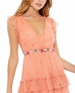 Floral Print Ruffle Tiered Faux Wrap Dress -Women's Skirt 70115 APR 3 WS