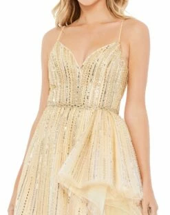 Embellished Sleeveless Draped A Line Gown -Women's Skirt 70124 GLS 3 WS