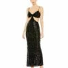Sequined Spaghetti Strap Cut Out Gown -Women's Skirt 70130 BLK Default 1 WS