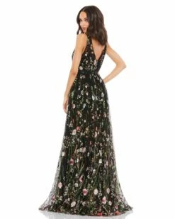 Floral Embroidered Sleeveless A Line Gown -Women's Skirt 70132 BMU 2 WS